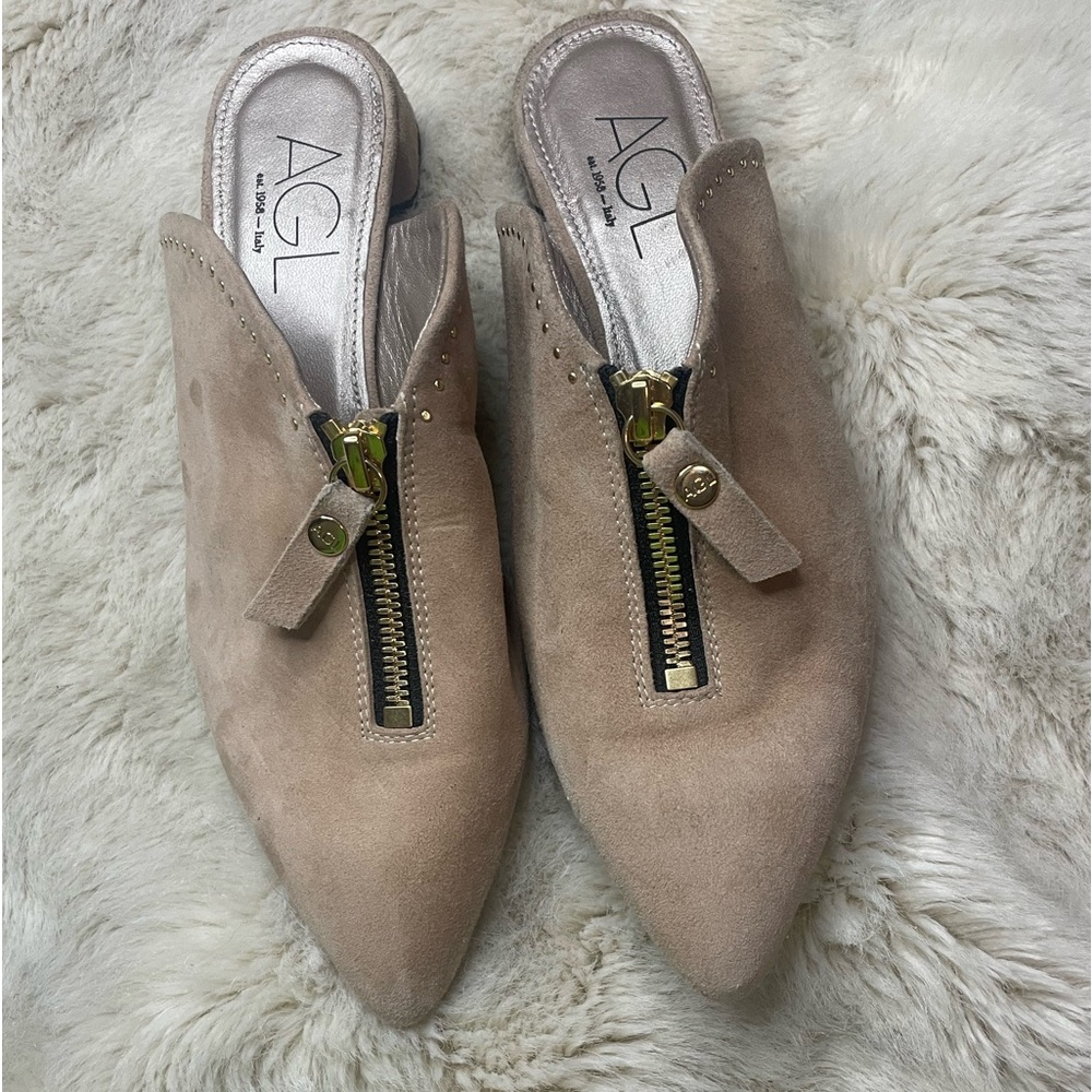 AGL Women’s Suede Mules - Tan - Size US6.5